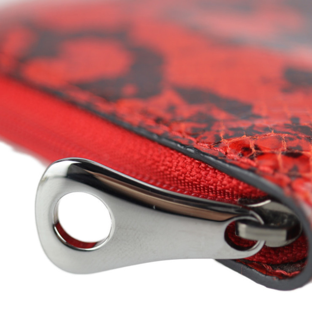 Celine Python Embossed Leather Long Wallet Red - image 7